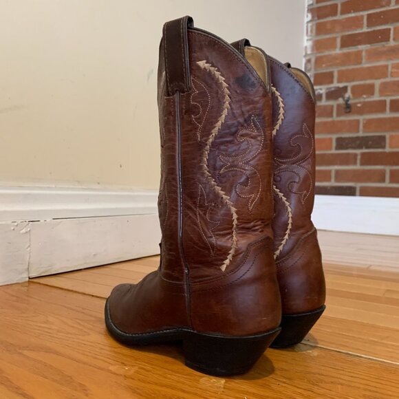 Vintage Justin Cowboy Boots Size 6 B Leather USA Made Western Rich Brown - Picture 12 of 16